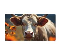 Large Gaming Mouse Pad, Rustic Beige Bull-A Print Desk Keyboard Pad, Non-Slip Desk Mat for Desktop Keyboard and Mouse, Mousepad for Office Home Accessories 16x29.5