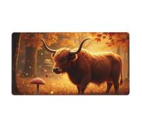 Large Gaming Mouse Pad, Rustic Brown Bull-A Print Desk Keyboard Pad, Non-Slip Desk Mat for Desktop Keyboard and Mouse, Mousepad for Office Home Accessories 16x29.5