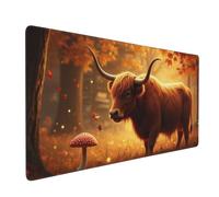 Large Gaming Mouse Pad, Rustic Brown Bull-A Print Desk Keyboard Pad, Non-Slip Desk Mat for Desktop Keyboard and Mouse, Mousepad for Office Home Accessories 16x35.5