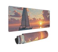 Large Gaming Mouse Pad Sailboat and Sunset Desk Mat Protector for Desktop Mousepad Waterproof Writing Pads with Anti-Slip Rubber Base Keyboard Pad for Gamer Office Home 31.5" x 12"