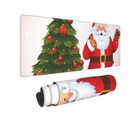 Large Gaming Mouse Pad Santa Claus Christmas Tree Xmas Desk Mat Protector for Desktop Mousepad Waterproof Writing Pads with Anti-Slip Rubber Base Keyboard Pad for Gamer Office Home 31.5" x 12"