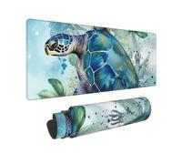 Large Gaming Mouse Pad Sea Turtle-Blue Desk Mat Protector for Desktop Mousepad Waterproof Writing Pads with Anti-Slip Rubber Base Keyboard Pad for Gamer Office Home 31.5" x 12"