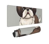 Large Gaming Mouse Pad Shih Tzu Dog Desk Mat Protector for Desktop Mousepad Waterproof Writing Pads with Anti-Slip Rubber Base Keyboard Pad for Gamer Office Home 31.5" x 12"