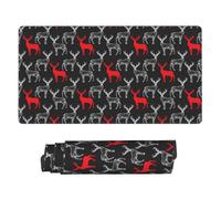 Large Gaming Mouse Pad - Simple Hand Painted Deer Red White Desk Mat with Stitched Edges, Rubber Base Desk Pad, Mousepad for Laptop, PC Keyboard Mouse Mat for Work Game Office16x29.5in