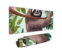Large Gaming Mouse Pad Sloth in Pink Tropical Jungle Desk Mat Protector for Desktop Mousepad Waterproof Writing Pads with Anti-Slip Rubber Base Keyboard Pad for Gamer Office Home 31.5" x 12"