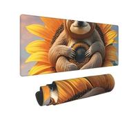 Large Gaming Mouse Pad Sloth Sitting on Sunflower Desk Mat Protector for Desktop Mousepad Waterproof Writing Pads with Anti-Slip Rubber Base Keyboard Pad for Gamer Office Home 31.5" x 12"