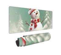 Large Gaming Mouse Pad Snowman Christmas Desk Mat Protector for Desktop Mousepad Waterproof Writing Pads with Anti-Slip Rubber Base Keyboard Pad for Gamer Office Home 31.5" x 12"