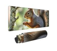 Large Gaming Mouse Pad Squirrel in the Woods Desk Mat Protector for Desktop Mousepad Waterproof Writing Pads with Anti-Slip Rubber Base Keyboard Pad for Gamer Office Home 31.5" x 12"