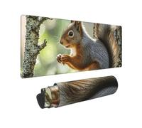 Large Gaming Mouse Pad Squirrel in the Woods Desk Mat Protector for Desktop Mousepad Waterproof Writing Pads with Anti-Slip Rubber Base Keyboard Pad for Gamer Office Home 31.5" x 12"