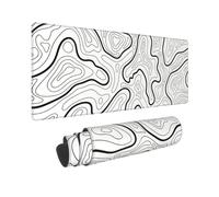 Large Gaming Mouse Pad, Stitched Topographic Galaxy Japanese Samurai Mousepad for Home and Office (31.5 * 11.8 in) (White Topographic)