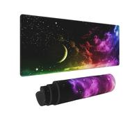 Large Gaming Mouse Pad, Stitched Topographic Galaxy Japanese Samurai Mousepad for Home and Office (31.5 * 11.8 in) (Colorful Aurora)