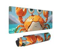 Large Gaming Mouse Pad Summer Cartoon Crab Desk Mat Protector for Desktop Mousepad Waterproof Writing Pads with Anti-Slip Rubber Base Keyboard Pad for Gamer Office Home 31.5" x 12"