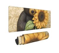 Large Gaming Mouse Pad Sunflower and Bear Desk Mat Protector for Desktop Mousepad Waterproof Writing Pads with Anti-Slip Rubber Base Keyboard Pad for Gamer Office Home 31.5" x 12"