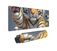 Large Gaming Mouse Pad Tiger Head with Raised Paws Desk Mat Protector for Desktop Mousepad Waterproof Writing Pads with Anti-Slip Rubber Base Keyboard Pad for Gamer Office Home 31.5" x 12"