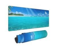 Large Gaming Mouse Pad Tropical Blue Sea Beach Desk Mat Protector for Desktop Mousepad Waterproof Writing Pads with Anti-Slip Rubber Base Keyboard Pad for Gamer Office Home 31.5" x 12"