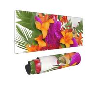 Large Gaming Mouse Pad Tropical Flower Bouquet Desk Mat Protector for Desktop Mousepad Waterproof Writing Pads with Anti-Slip Rubber Base Keyboard Pad for Gamer Office Home 31.5" x 12"