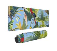 Large Gaming Mouse Pad Tropical Plants and Parrots Desk Mat Protector for Desktop Mousepad Waterproof Writing Pads with Anti-Slip Rubber Base Keyboard Pad for Gamer Office Home 31.5" x 12"