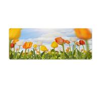 Large Gaming Mouse Pad, Tulips in A Green Field Print Desk Mat, Non-Slip Waterproof Rubber Base Extended Long Desk Pad, Keyboard Mat Mouse Pads Desk Accessories for Gaming & Office & Home, 30x80cm