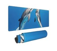 Large Gaming Mouse Pad Two Dolphins Desk Mat Protector for Desktop Mousepad Waterproof Writing Pads with Anti-Slip Rubber Base Keyboard Pad for Gamer Office Home 31.5" x 12"