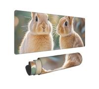 Large Gaming Mouse Pad Two Little Cute Rabbits Desk Mat Protector for Desktop Mousepad Waterproof Writing Pads with Anti-Slip Rubber Base Keyboard Pad for Gamer Office Home 31.5" x 12"