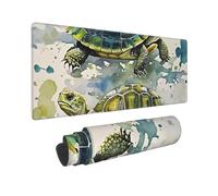 Large Gaming Mouse Pad Two Turtles Watercolor Splash Desk Mat Protector for Desktop Mousepad Waterproof Writing Pads with Anti-Slip Rubber Base Keyboard Pad for Gamer Office Home 31.5" x 12"