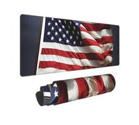 Large Gaming Mouse Pad USA American Flag Desk Mat Protector for Desktop Mousepad Waterproof Writing Pads with Anti-Slip Rubber Base Keyboard Pad for Gamer Office Home 31.5" x 12"