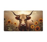 Large Gaming Mouse Pad, Vintage Brown Bull-A Print Desk Keyboard Pad, Non-Slip Desk Mat for Desktop Keyboard and Mouse, Mousepad for Office Home Accessories 16x29.5