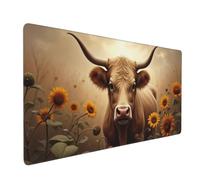 Large Gaming Mouse Pad, Vintage Brown Bull-A Print Desk Keyboard Pad, Non-Slip Desk Mat for Desktop Keyboard and Mouse, Mousepad for Office Home Accessories 16x35.5
