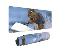 Large Gaming Mouse Pad Water Skiing Squirrel Desk Mat Protector for Desktop Mousepad Waterproof Writing Pads with Anti-Slip Rubber Base Keyboard Pad for Gamer Office Home 31.5" x 12"