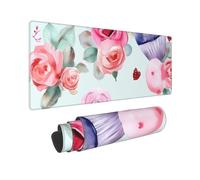 Large Gaming Mouse Pad Watercolor Heart Rose Desk Mat Protector for Desktop Mousepad Waterproof Writing Pads with Anti-Slip Rubber Base Keyboard Pad for Gamer Office Home 31.5" x 12"