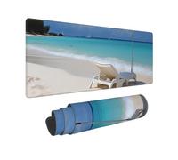 Large Gaming Mouse Pad White Beach Tropical sea Desk Mat Protector for Desktop Mousepad Waterproof Writing Pads with Anti-Slip Rubber Base Keyboard Pad for Gamer Office Home 31.5" x 12"