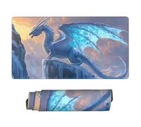 Large Gaming Mouse Pad - Winter Ice Mountain White Dragon Rubber Base Desk Mat, Desk Pad with Stitched Edges, Mousepad for Laptop, PC Keyboard Mouse Mat for Work Game Office 16x29.5in