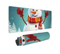 Large Gaming Mouse Pad Winter Snowman Desk Mat Protector for Desktop Mousepad Waterproof Writing Pads with Anti-Slip Rubber Base Keyboard Pad for Gamer Office Home 31.5" x 12"