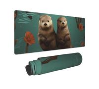 Large Gaming Mouse Pad with Non-Slip Rubber Base, Otters in Love Mouse Mat with Stitched Edge, Extended Desk mat for Laptop Desk Pad 12"x31.5", Desk Writing Pad for Office and Home