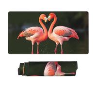 Large Gaming Mouse Pad with Non-Slip Rubber Base, Pink Flamingos Kiss in The Lake Mouse Mat with Stitched Edge, Extended Deskmat for Laptop Desk Pad 16"x29.5", Desk Writing Pad for Office and Home