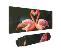 Large Gaming Mouse Pad with Non-Slip Rubber Base, Pink Flamingos Kiss in The Lake Mouse Mat with Stitched Edge, Extended Desk mat for Laptop Desk Pad 12"x31.5", Desk Writing Pad for Office and Home