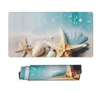 Large Gaming Mouse Pad with Non-Slip Rubber Base, Starfish and Seashell Mouse Mat with Stitched Edge, Extended Deskmat for Laptop Desk Pad 16"x29.5", Desk Writing Pad for Office and Home