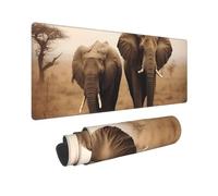 Large Gaming Mouse Pad with Non-Slip Rubber Base, Wild Animals Elephants Mouse Mat with Stitched Edge, Extended Desk mat for Laptop Desk Pad 12"x31.5", Desk Writing Pad for Office and Home