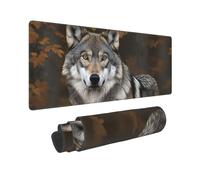 Large Gaming Mouse Pad with Non-Slip Rubber Base, Wild Wild Gray Wolf Mouse Mat with Stitched Edge, Extended Deskmat for Laptop Desk Pad 12"x31.5", Desk Writing Pad for Office and Home