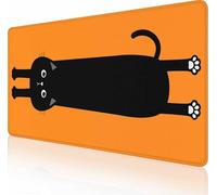 Large Gaming Mouse Pad with Stitched Edges, Black Cat Desk Mat Extended Keyboard Pad, Non-Slip Rubber Base Desk Pad for Keyboard and Mouse, 35.4X15.7 inch,