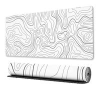 Large Gaming Mouse Pad With Stitched Edges, Minimalist Topographic Map Desk Mat, Extended Xl Mousepad With Anti-slip Base, Cool Desk Pad For Keyboard