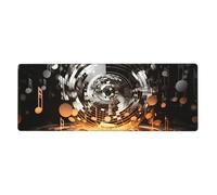 Large Gaming Mouse Pad XL 31.5 X 11.8 Inch - Musical Theme Music Clefs Desk Mat for Keyboard and Mouse, Washable Keyboard Pad with Non-Slip Base Waterproof Mousepad for Gamer Office Home