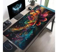 Large Gaming Mouse Pad XXL Extended Desk Mat, Abstract Watercolour Flowers Mouse Mat, Gaming Keyboard Mousepad, Big Desk Pad with Non-Slip Base and Stitched Edge for Office/Gaming (47.2x23.6x0.08inch)