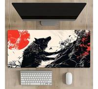 Large Gaming Mouse Pad XXL Extended Desk Mat, Animal Wolf Mouse Mat, Gaming Keyboard Mousepad, Big Desk Pad with Non-Slip Base and Stitched Edge for Office/Gaming (23.6x15.7x0.12 inch)