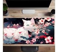 Large Gaming Mouse Pad XXL Extended Desk Mat, Animals Cats Flowers Mouse Mat, Gaming Keyboard Mousepad, Big Desk Pad with Non-Slip Base and Stitched Edge for Office/Gaming (27.5x11.8x0.08 inch)