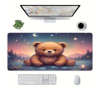Large Gaming Mouse Pad XXL Extended Desk Mat, Moon Animal Bear Mouse Mat, Gaming Keyboard Mousepad, Big Desk Pad with Non-Slip Base and Stitched Edge for Office/Gaming (47.2x23.6x0.08 inch)