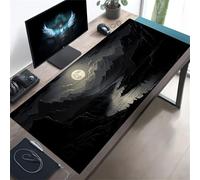 Large Gaming Mouse Pad XXL Extended Desk Mat, Moon Mountains Rivers Mouse Mat, Gaming Keyboard Mousepad, Big Desk Pad with Non-Slip Base and Stitched Edge for Office/Gaming (39.4x19.7x0.12 inch)