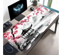 Large Gaming Mouse Pad XXL Extended Desk Mat, Pink Cherry Blossoms Mouse Mat, Gaming Keyboard Mousepad, Big Desk Pad with Non-Slip Base and Stitched Edge for Office/Gaming (47.2x23.6x0.08 inch)