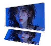 Large Gaming Mouse Pad, XXL Mouse Pad for Girls Anime Mousepad - Rubber Base Waterproof and Anti Slip - Fine Edges - Suitable for Home and Office Computer Accessories (D, 90-40-3C)