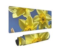 Large Gaming Mouse Pad Yellow Daffodils Flowers Desk Mat Protector for Desktop Mousepad Waterproof Writing Pads with Anti-Slip Rubber Base Keyboard Pad for Gamer Office Home 31.5" x 12"